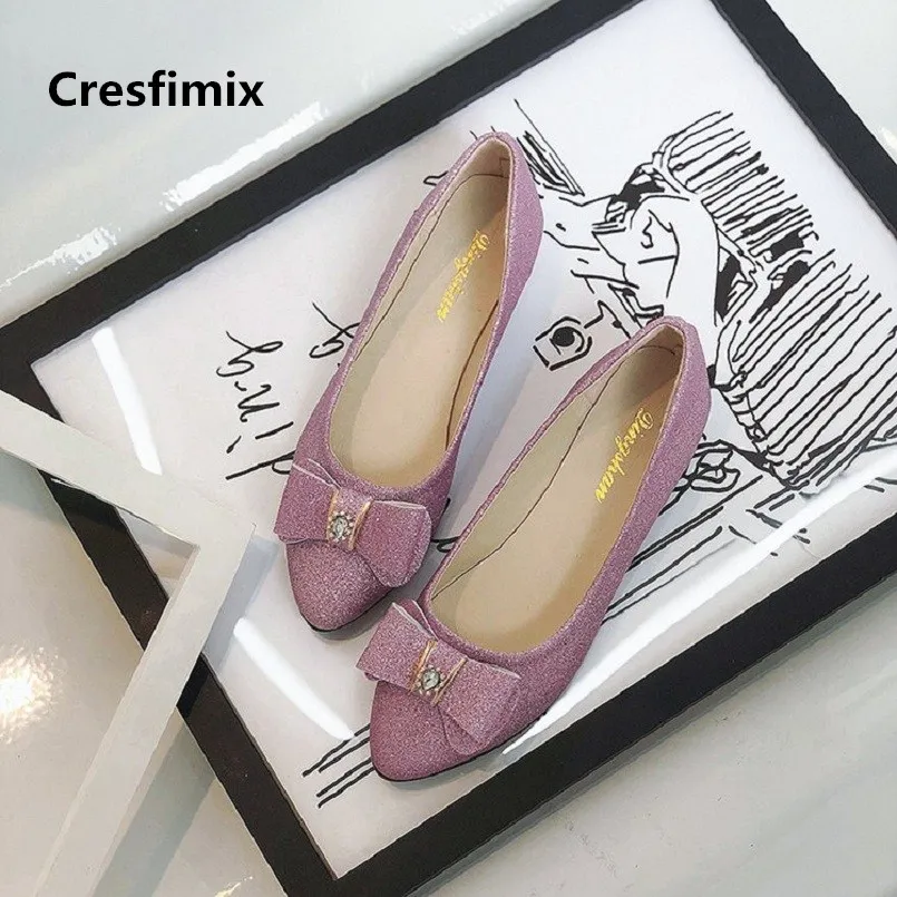 

Cresfimix zapatos planos de mujer women fashion black shinning flat shoes lady casual street shoes leisure office shoes c2434