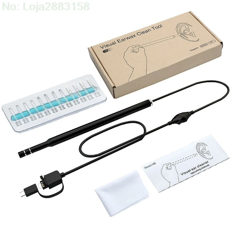 

1 Set 2M Cable Camera 0.3MP Earpick 6 LED Light Visual Ear Spoon Earwax Remover Ear Cleaner 3 Type USB For Android PC