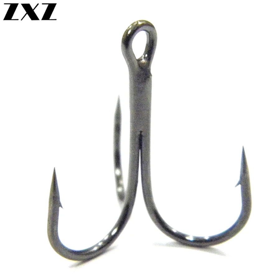 

50Pcs Strong Fishing Hooks High Carbon Treble Hooks Super Sharp Solid 2# 1/0# 2/0# 3/0# Triple Barbed Steel Fish Hook Tackle