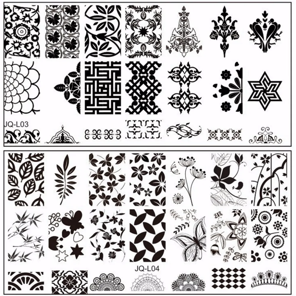 

2 PCS 6*12cm Nail Stamping Plates DIY Image Konad Nail Art Manicure Templates Stencils Salon Beauty Polish Tools 2018 Hot