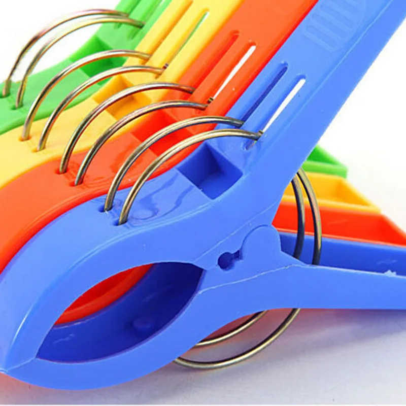 

HOT 4pcs Clips Windproof Pegs Large Clamp For Clothes Beach Towel Home Drying Racks LSF99