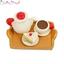 Миниатюрный Кукольный домик Кофе торт лоток Diy из смолы, в форме продуктов питания игрушки Кукольный дом Миниатюрный играть быстро игрушка