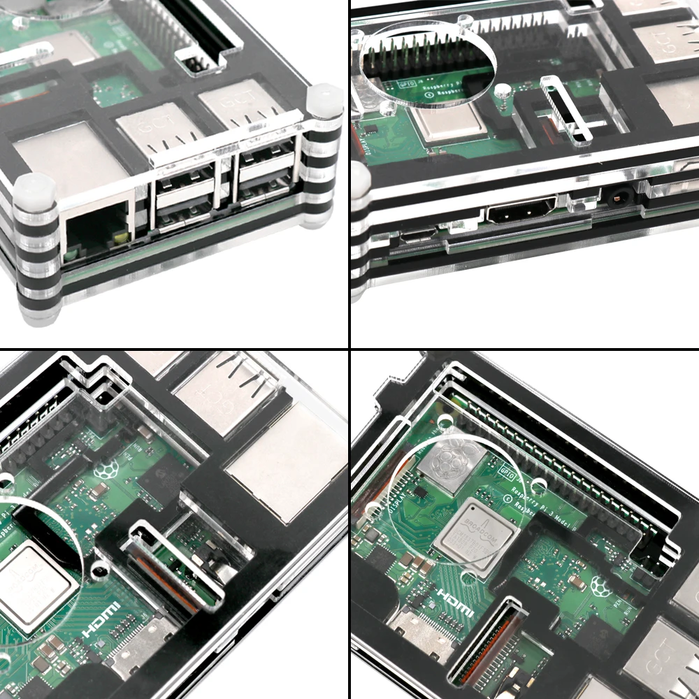 Чехол LAFVIN Raspberry Pi 3 B + с вентилятором 3x радиаторами блок питания 5 в 2 А