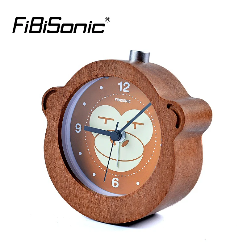 Monkey Modern Snooze Sweep Movement Backlight Wood Alarm Clock For Gift
