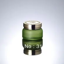 300 шт./лот 50 г зеленый крем банку с золотой крышкой, косметический контейнер, косметические баночки упаковка, стеклянная бутылка emg02