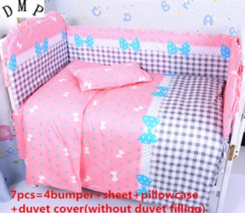 

Promotion! 6/7PCS Good Quality Children Newborn Baby Bedding Set for Girls,Cheap Price Kit Crib Bedding , 120*60/120*70cm