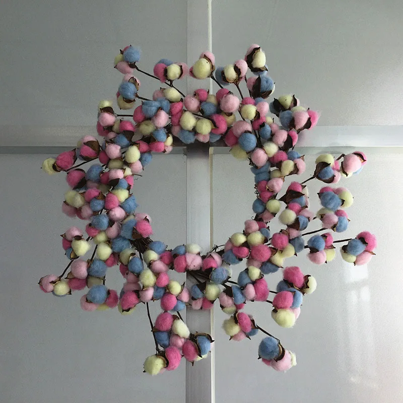 

Artificial Colorized Cotton Wreath Dry Flower Ornaments Christmas Decor Garland for Home BDF99