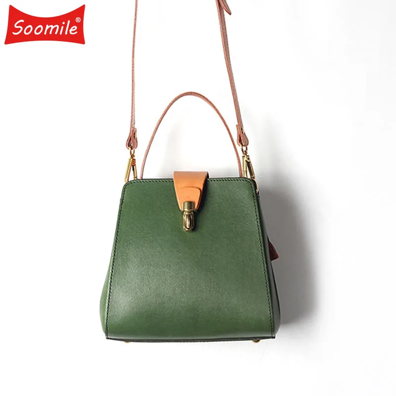 

Japanese fashion real leather bag Genuine leather back to ancient women's handbag Cow Leather High quality single shoulder bag