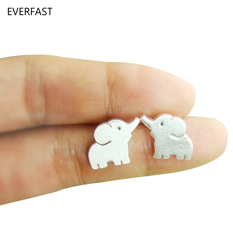 

Everfast 1Pair Cute Baby elephant earrings Studs Copper Material Silver Gold Rose Gold Color Women Jewelry Accessories