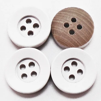 

ZIEENE 1000PCs Natural Camellia Wood Grain Bevelling Wooden Buttons White Sewing DIY Scrapbooking For Women's Wear 15mm 4 Holes