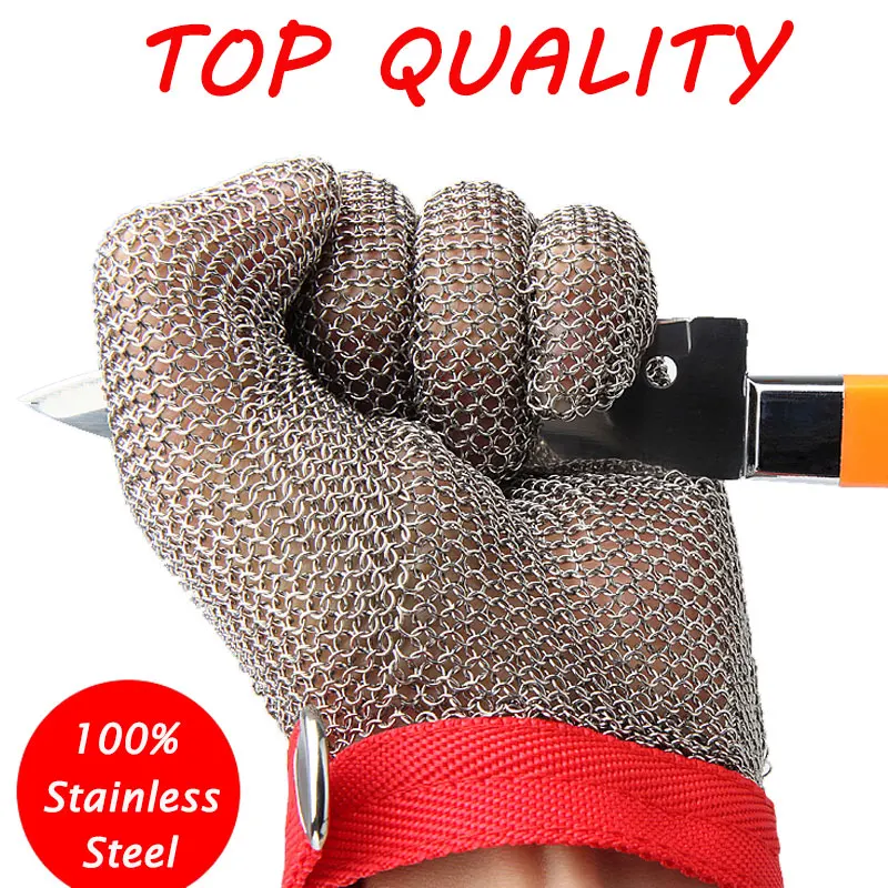 

100% Stainless Steel Mesh Knife Cut Resistant Protective Glove High Perfomance for Kitchen Butcher Working Safety Glove