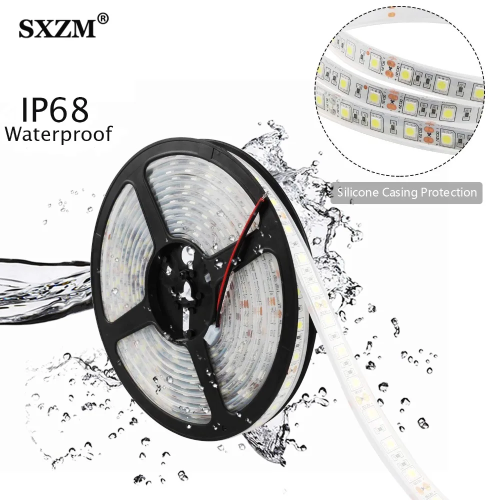 IP68 Waterproof Led Strip Light SMD 5050 Flexible Roll Tape DC 12V
