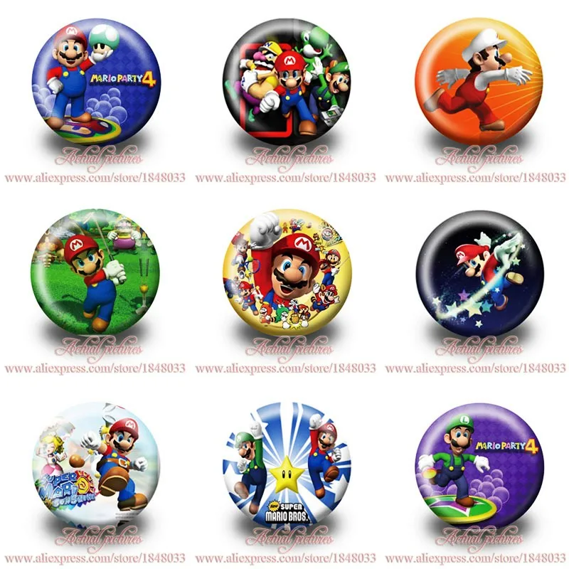 

45pcs Super Mario Bros Buttons Cartoon Pinbacks Badges Pins Round 3.0CM Buttons Accessory for Bags/Clothes Kid Gift Party Favors