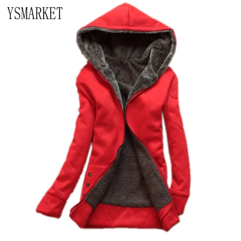 YSMARKET S-3XL Лидер продаж Повседневное Для женщин утепленная куртка теплая женская одежда пальто с карманами с длинным рукавом с капюшоном