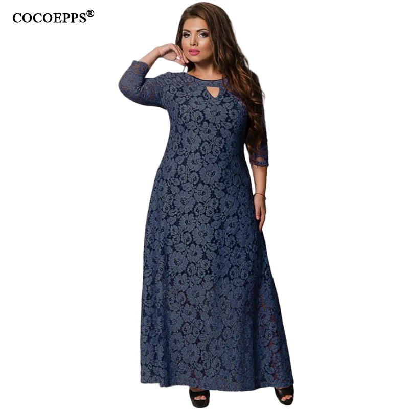 

5XL 6XL 2019 New Women Long Dress Spring Summer Lace Plus Size Dress Fashion Party large size Maxi Dresses big size Girl Clothes