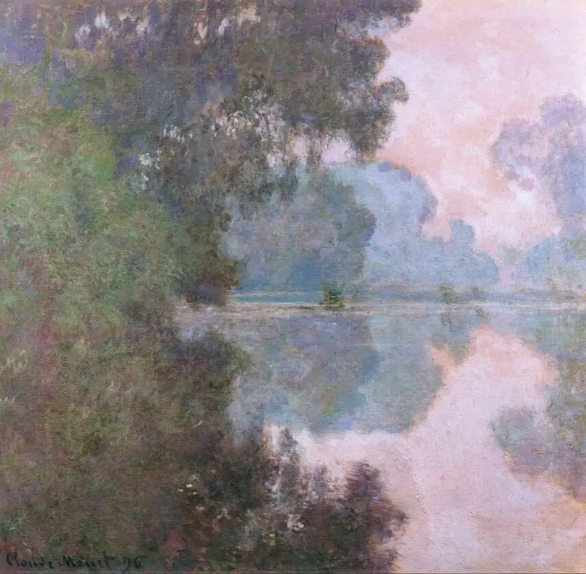 

High quality Oil painting Canvas Reproductions Morning on the Seine, near Giverny (1896) By Claude Monet Painting hand painted