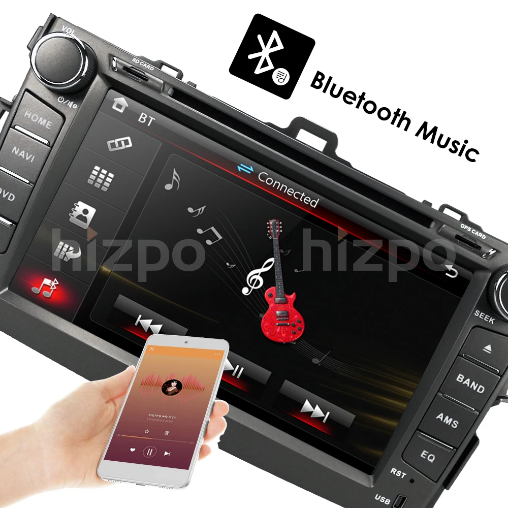 Perfect Hizpo Car DVD Player 8 Inch Touch Screen GPS Stereo For Toyota Corolla 2007-2011 iPhone Music/AM FM Radio/SWC/Bluetooth/3G/AV-IN 12