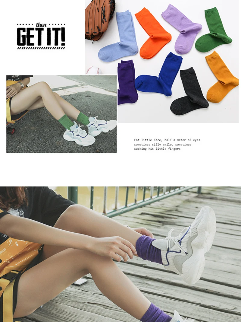 Women long cotton socks high tube lovely soft short sock breathable sweat-absorbing casual long vintage socks hosiery