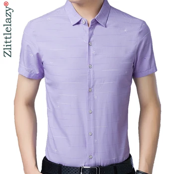 

2019 brand casual quality luxury plus size short sleeve slim fit men shirt summer social dress shirts mens fashions jersey 41617