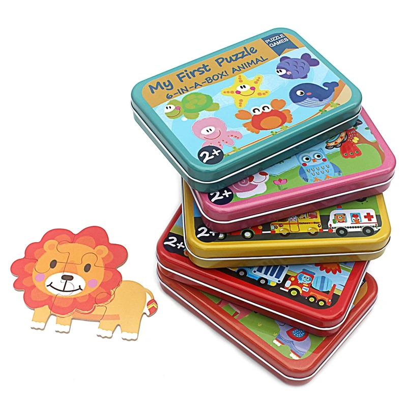 

Baby Puzzle Toys for Children Paper Jigsaw Puzzle Box 6 in 1 Montessori Educational Toy Cartoon Insects Marine Animals Puzzles
