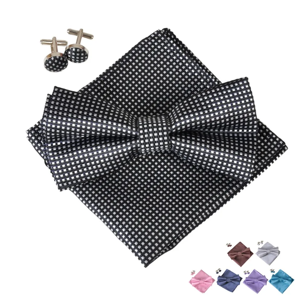Cicitree нежный Для мужчин смокинг Шелковый плед Для мужчин галстук-бабочка комплект карман квадратный платок бабочка галстук запонки для
