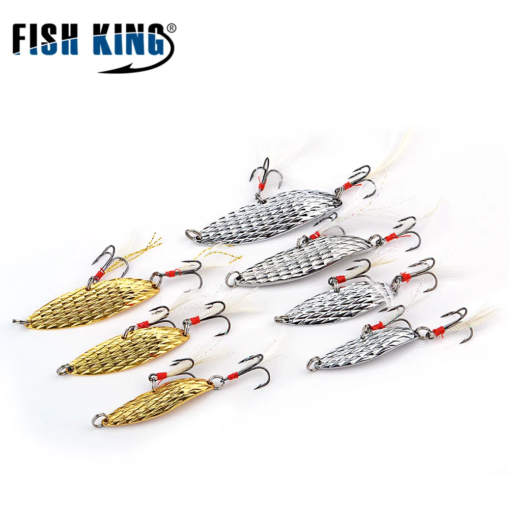 

FISHKING 1pc Spoon Fishing Lure Metal Bass Baits 2 Colors Spoon Lures Fishing Tackle 5g 7g 10g 15g 20g