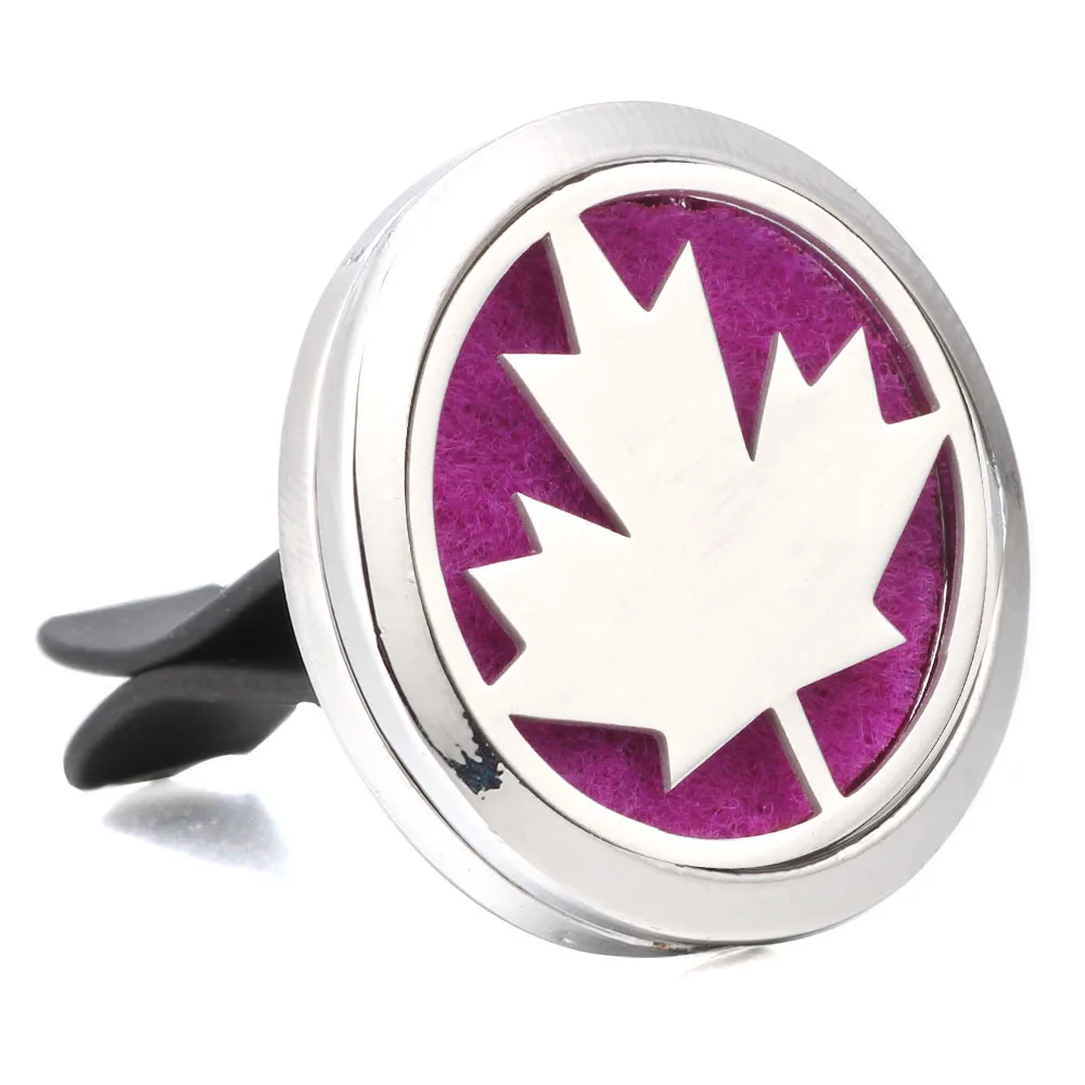 

Maple Leaf Aromatherapy Car Diffuser Stainless Steel Car Air Freshener Perfume Essential Oil Diffuser Locket with Pads