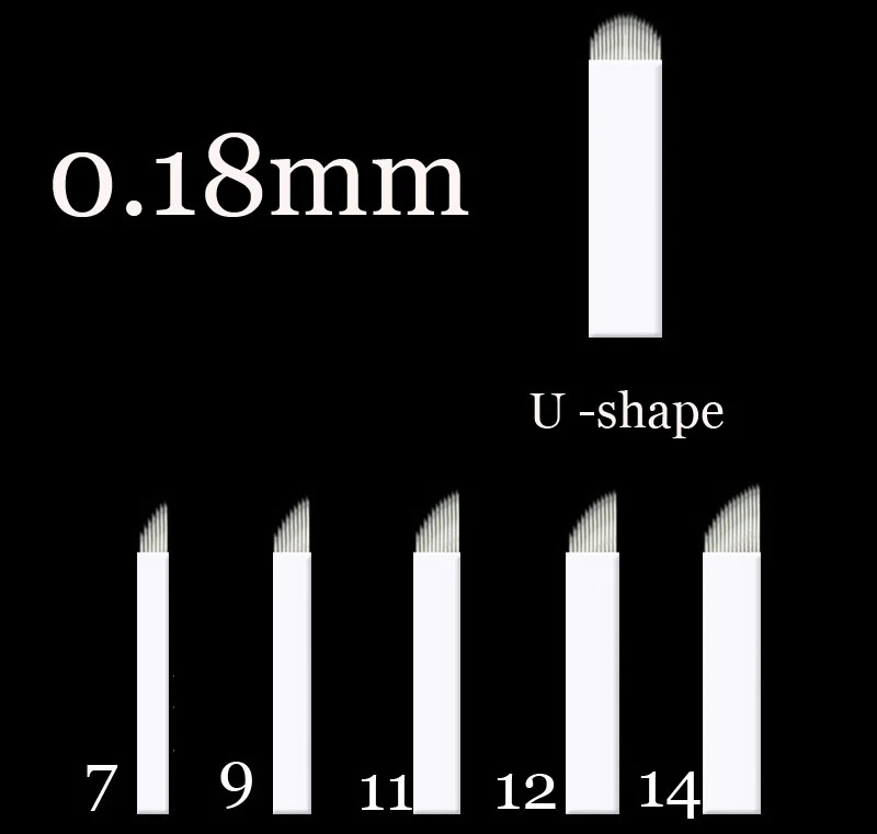10 шт. микроблейдинг 0,18 мм 7 9 11 12 14 U форма Перманентный макияж бровей гибкие иглы татуировки для 3D Ламина лезвие агулхас Tebori