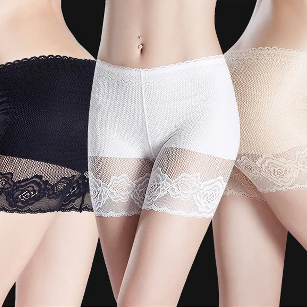 

Rose Print Women Sexy Safety Shorts Under Skirt Lace Underwear Mid-Waist Breathable Safety Pant Elastic Band 3 Colors брюки юбка