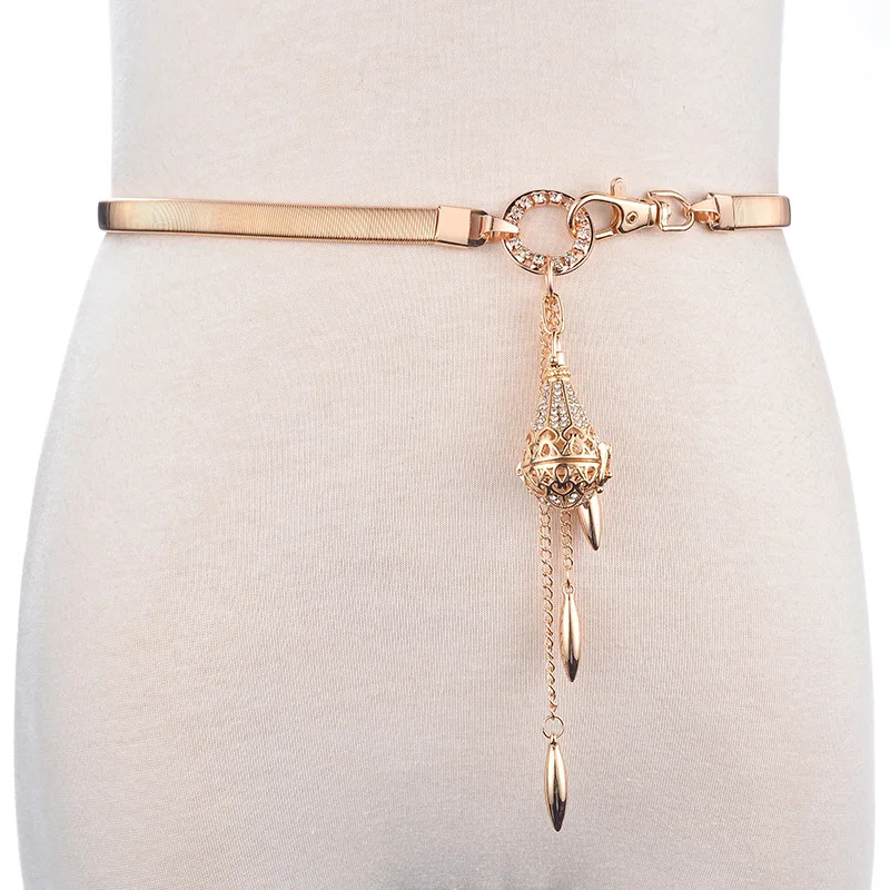 Hot Sale Sexy Chain Belt For Women Gold Plated Thin Waistband Metallic Gold Belt Body Chain