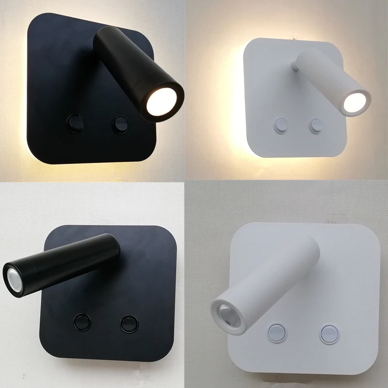 

Topoch Simplicity Wall Lights Surface Mount Double Switched LED Backlight 6W with Adjustable Reading Light 3W 100-240V