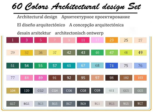 TouchFIVE 30/40/60/80/168 Цвет маркер для рисования набор двойной головой художественный эскиз жирной на спиртовой основе маркеры для анимации ручка - Цвет: 60 architectural