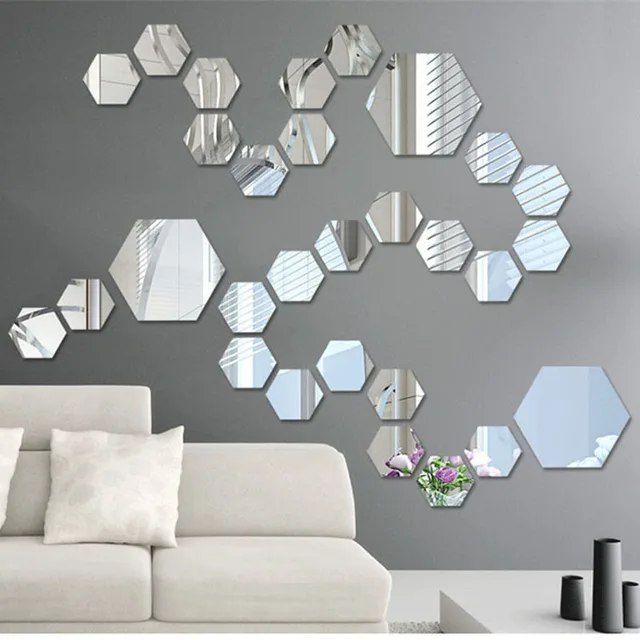12 Pieces Pack Hexagonal Home Decor Wall Stickers Diy Acrylic 12 Pieces Pack Hexagonal Home Decor Wall Stickers Diy Acrylic Mirror Art Sticker