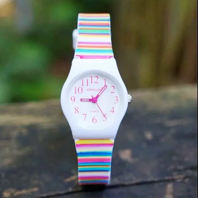Willis mini Women's Colorful Striped Print Quartz Analog Watch with Plastic Strap women dress watches 0150 10pcs/lot Willis mini Women's Colorful Striped Print Quartz Analog Watch with Plastic Strap women dress watches 0150 10pcs/lot
