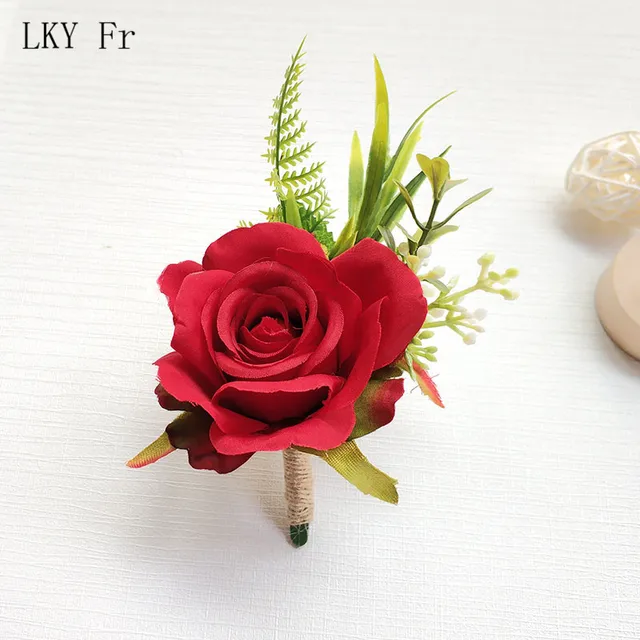 LKY Fr Boutonniere Flowers Corsage Pin Boutonniere Buttonhole Men Wedding Bracelet Bridesmaid Wedding Buttonhole Witness Corsage E Corsage