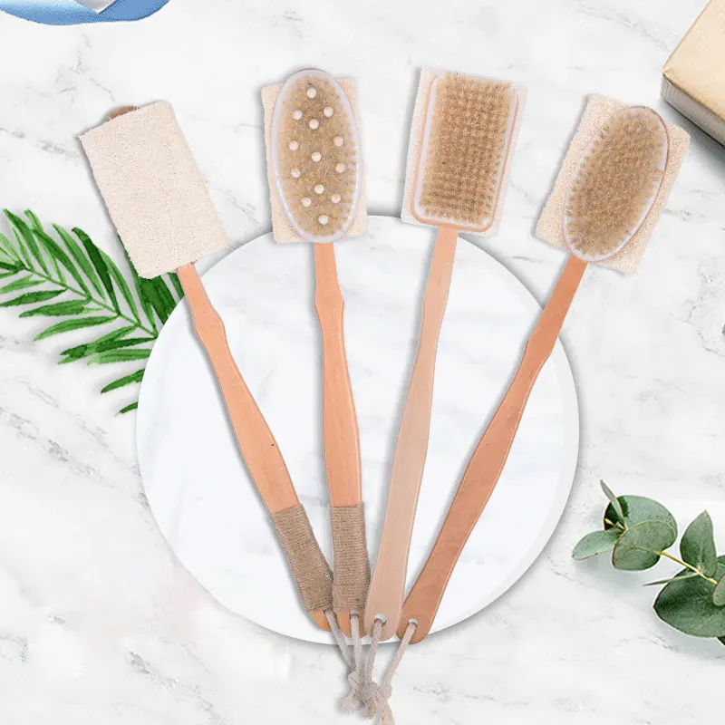 Corpo de Madeira Escova de Banho Novo Natural Chuveiro Massageador Cerdas Macias Loofah Esponja 8 Cheap Banho