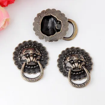 

Free Shipping 20PCs Jewelry Wooden Box Pull Handle Dresser Drawer For Cabinet Door Round Antique Bronze Lion Face Carved 23mm