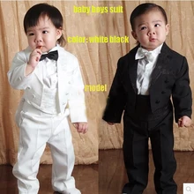 Baby Boy enfant 1-4year blanc noir Gentleman Bow Tie modélisation costume infantile manches vêtements Onesie costumes formels T1324