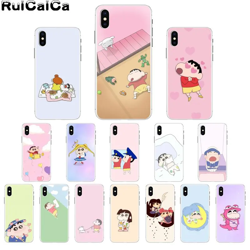 

RuiCaiCa Crayon Shin-chan DIY Painted Beautiful Phone Accessories Case for Apple iPhone 8 7 6 6S Plus X XS MAX 5 5S SE XR Cover