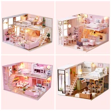 Кукольный домик ручной работы миниатюрные светодиодный свет кукольные домики кукольный домик ручная сборная мебель декоративный комплект игрушки для детей подарок на день рождения