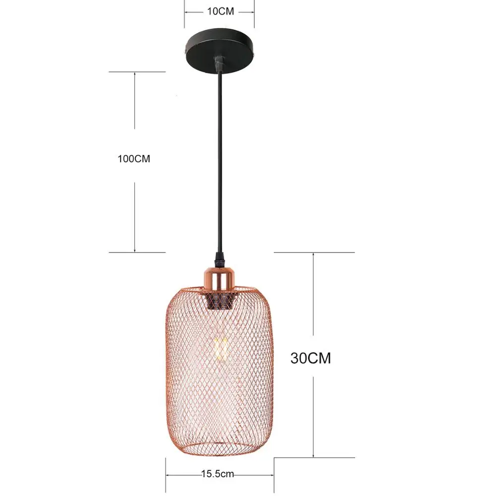 Гальванический современный подвесной светильник в металлической клетке, винтажный креативный подвесной светильник в клетку из розового золота E14