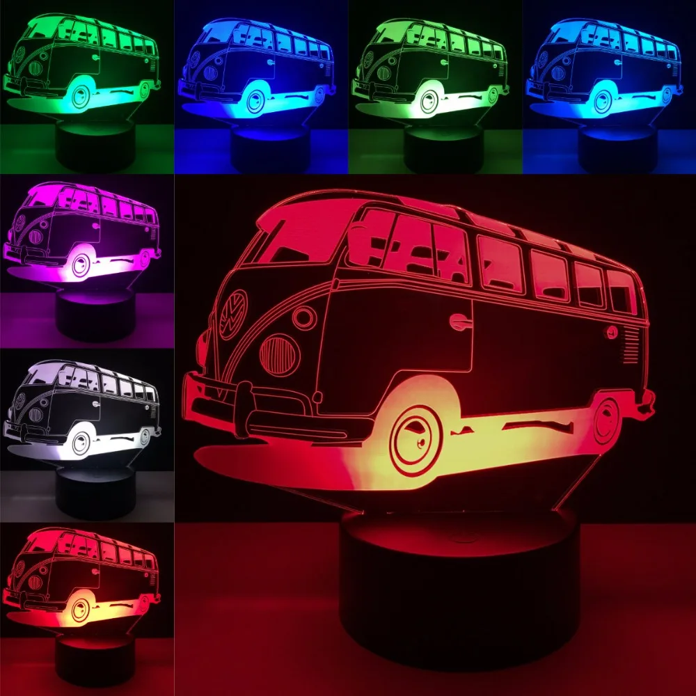 

GAOPIN Fashion Cool Bus Shaped 3D Lamplight LED USB Mood Night Light Multicolor Touch or Remote Luminaria Change Table Lamp