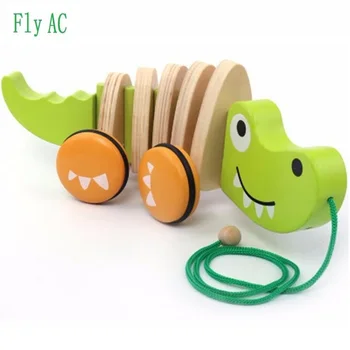 

Cute Wooden crocodile pull toys and puppy pull toys outdoor toy car