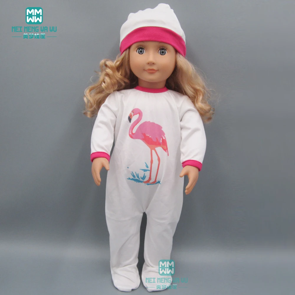 Кукольная одежда для 18 дюймов 45 см американские куклы белые Мультяшные узоры цельные пижамы игрушки для детей