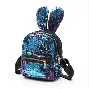 

Women Mini super Sequins Backpack Cute Big Rabbit Ears Shoulder Bag For Girls Travel Bag Shiny Backpack Mochila Feminina Escolar