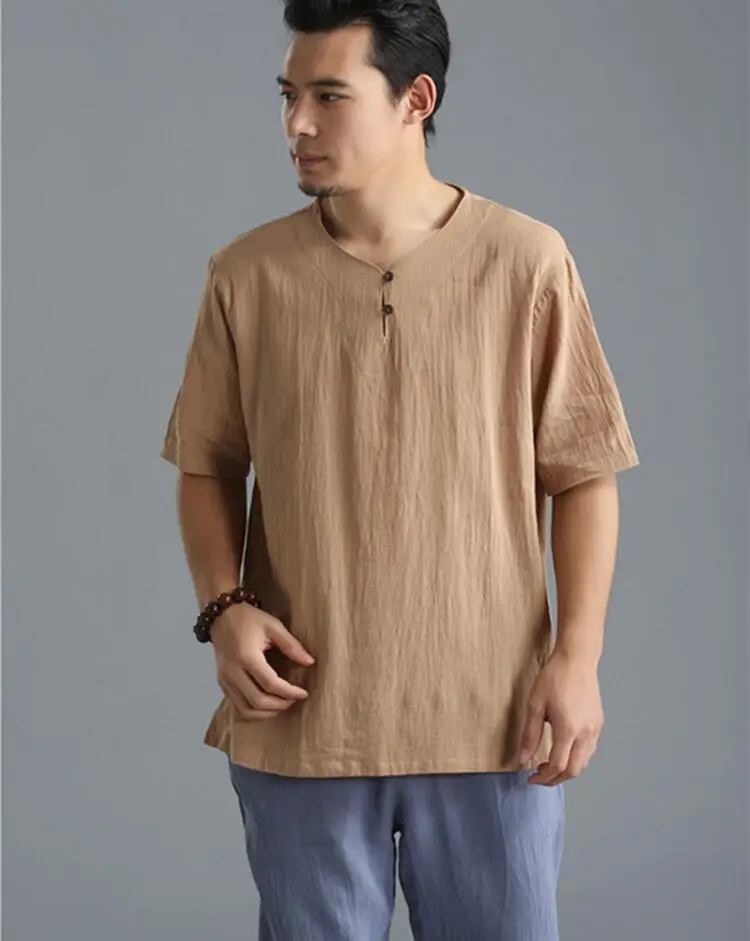 2019 Большие размеры мужские с коротким рукавом хлопковые льняные рубашки летние однотонные повседневные блузки брендовая одежда Camisa M-5XL 6XL