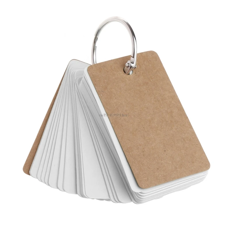 

New Kraft Paper Binder Ring Easy Flip Flash Cards Study Memo Pads DIY Stationery