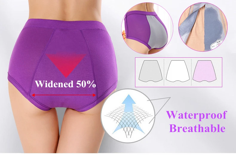 3 Pieces/Set Women Menstrual Panties High Waist Female Period Underwear Big Size Lengthen Physiological Leakproof Ladies Briefs