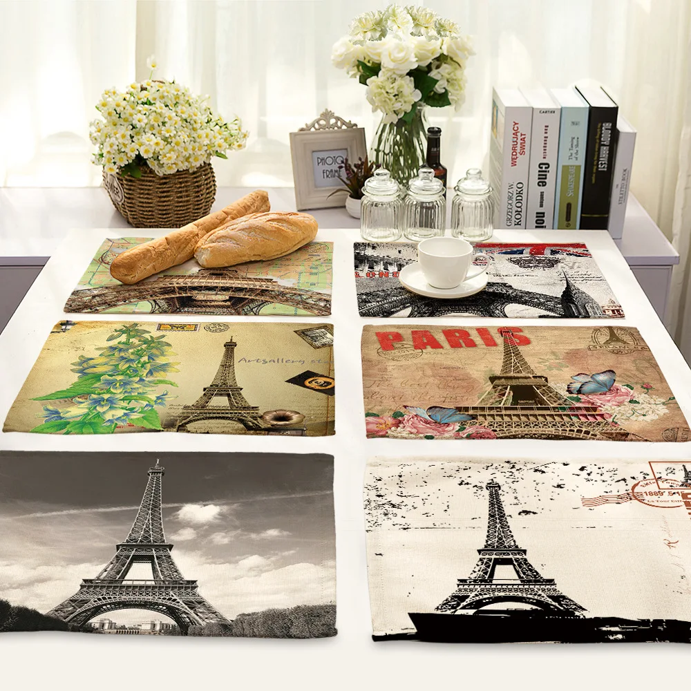 CAMMITEVER Paris Eiffel Tower Kitchen Table Mats Bowl Pad Fashion Table