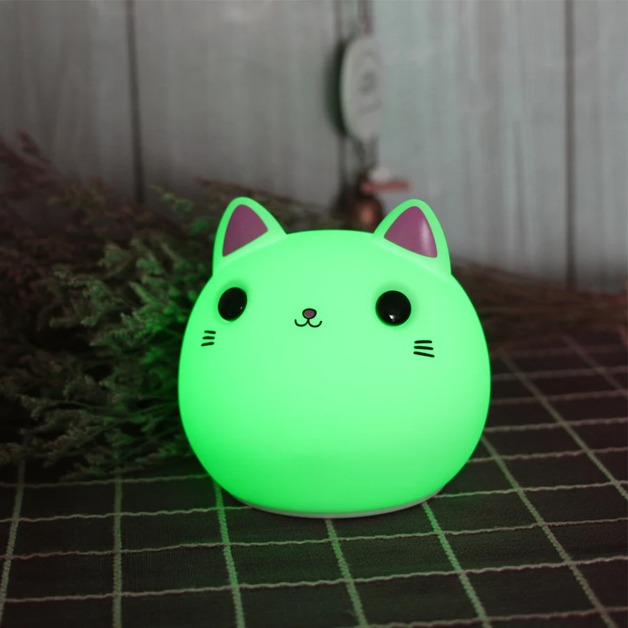 Touch Cat Led Night Light Silicone Baby Children Kids Gift Animal Bedside Desk Table Lamp Decoration for Bedroom Living Room
